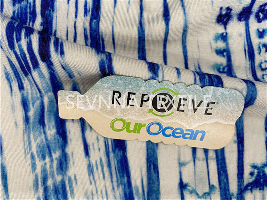 Custom Digital Printed Fresh Blue Activewear Knit Fabric Recycled UV Protect