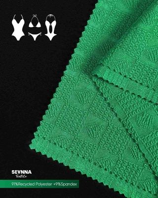 High Shape Retention Textured Swim Fabric Alternatives 91% Recycled Polyester 9% Spandex With Guarantee