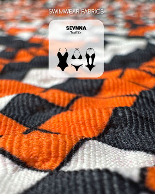 High Color Fastness Textured Swim Fabric with UPF 50+ Sun Protection and 95% Recycled Nylon