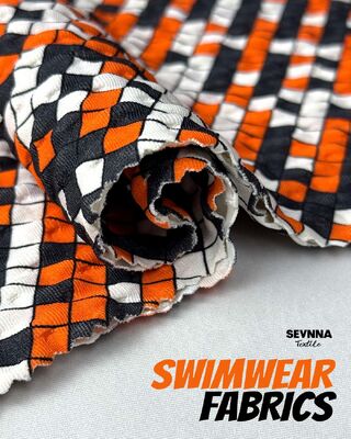 High Color Fastness Textured Swim Fabric with UPF 50+ Sun Protection and 95% Recycled Nylon