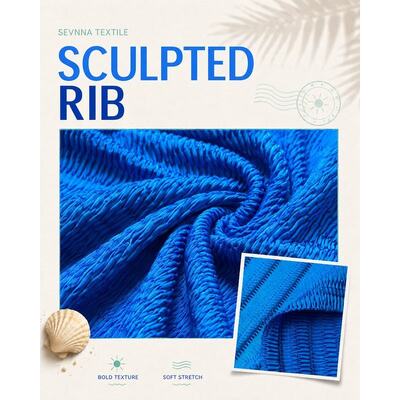 320GSM UPF 50+ Recycled Nylon Seersucker Textured Swim Fabric RN-2781