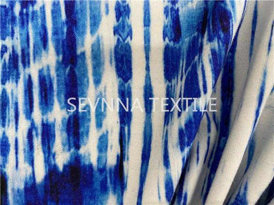 Custom Digital Printed Fresh Blue Activewear Knit Fabric Recycled UV Protect