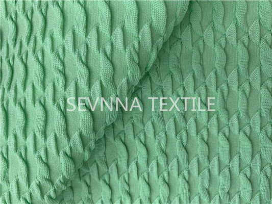 Mint Green Texture Poly Yarn Recycled Swimwear Fabric Repreve Spandex